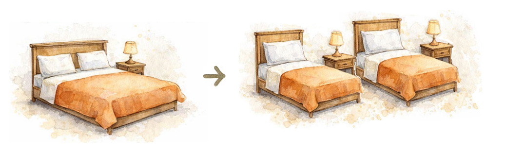 Chambre d’hôtes avec lits jumeaux ou king size en Lomagne à la ferme